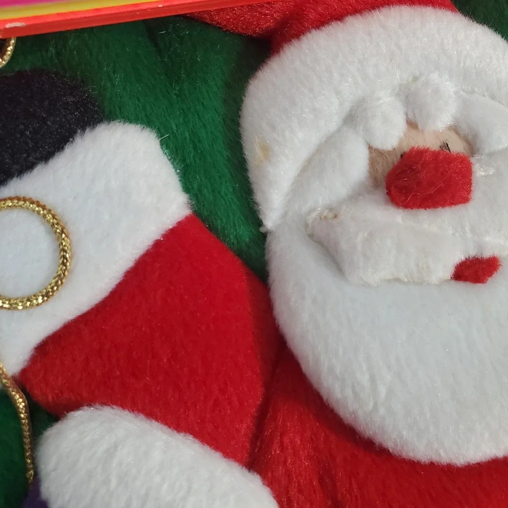 HO HO HO‎ Velour Plush Christmas Stocking Applique Santa Hanging Mittens 19